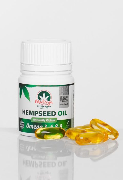 Malaya Hemp Hempseed Oil 1000mg – 30 Capsules Bottle with Omega 3 6 9