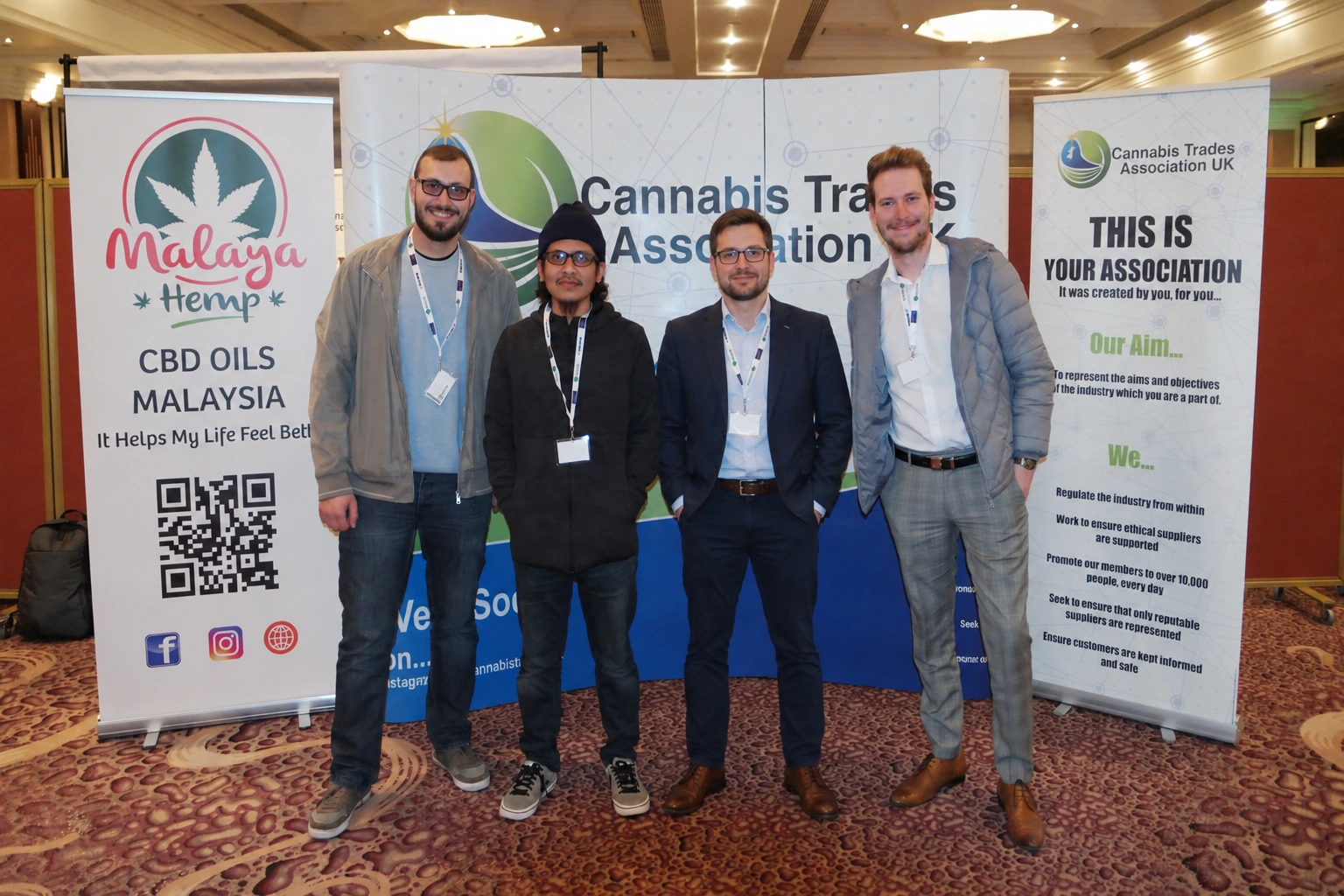 Malaya Hemp at a Cannabis Trades Association UK event, edited photograph